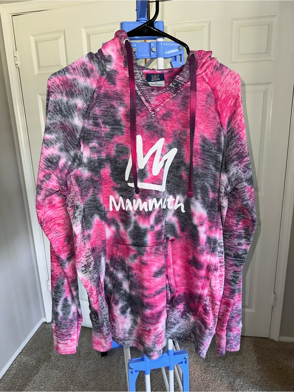 MV Sport Pink & Gray Tie-Dye Pullover Hoodie